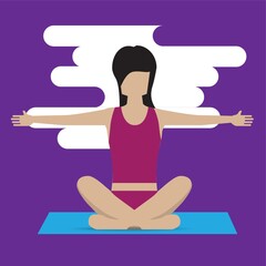 girl practising yoga in easy pose variation