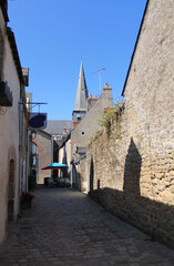 Narrow street of Guerande medieval city, Loire-Atlantique, Pays de la Loire region, France