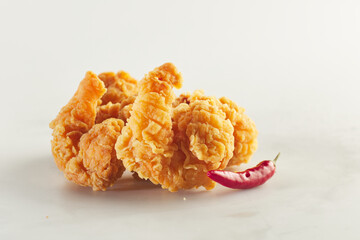 Fried shrimp shot on white background