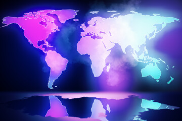 Creative glowing world map