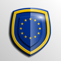 Design shield Origami banner with the flag of the European Union