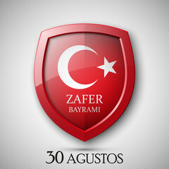 Shield with Turkey flag, Victory Day icon banner