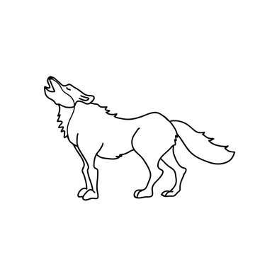 Howling wolf hand drawn vector illustration