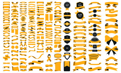 Beautiful Ribbons, Tags and Bows Collection Set Vector Design Eps 10	
