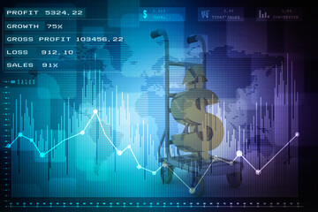 2d rendering Stock market online business concept. business Graph 
