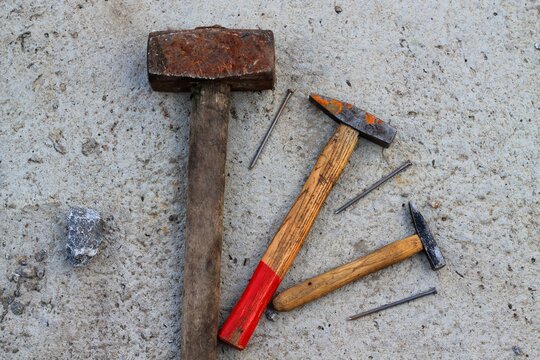 old hammer and nails