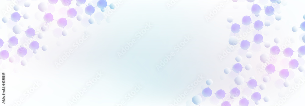 Poster Molecular 3d vector structure molecule or atom. Scientific vector illustration for Science or Medical background. Molecular innovation model. Abstract biotechnological background chemistry research.