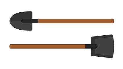 Shovels isolated on white background. Work tool for outdoor activities, digging, gardening. Construction equipment. Vector illustration