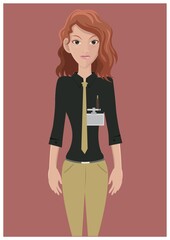 modern girl with identification card