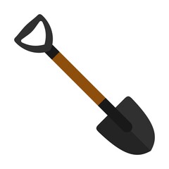 Shovel icon isolated on white background. Work tool for outdoor activities, digging, gardening. Construction equipment. Vector illustration
