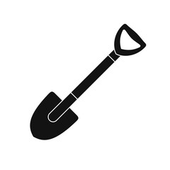 Shovel icon isolated on white background. Work tool for outdoor activities, digging, gardening. Construction equipment. Vector illustration