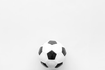 Soccer ball on white background top view copy space