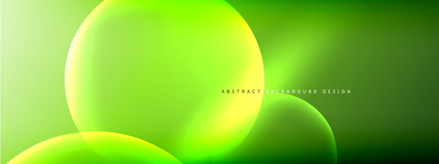 Vector abstract background liquid bubble circles on fluid gradient with shadows and light effects. Shiny design templates for text