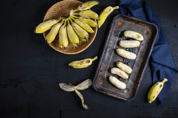 .Banana fruit and honey Healthy food