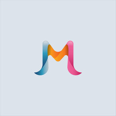 colorful M for mall logo, shop logo template design