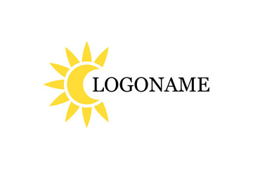 Sun logo design template. Sun icon. Yellow sun logotype. Vector illustration