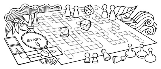 Cartoon cute doodles kids toys and board games