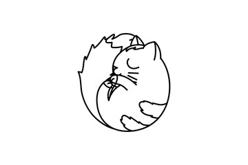 vector cute cartoon little cat. coloring book page