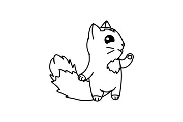 vector cute cartoon little cat. coloring book page