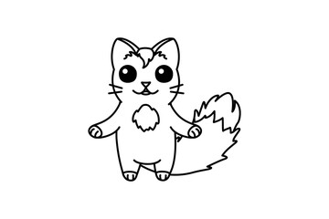 vector cute cartoon little cat. coloring book page