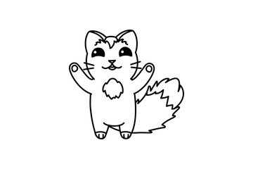 vector cute cartoon little cat. coloring book page