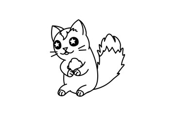 vector cute cartoon little cat. coloring book page