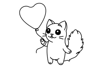 vector cute cartoon little cat. coloring book page