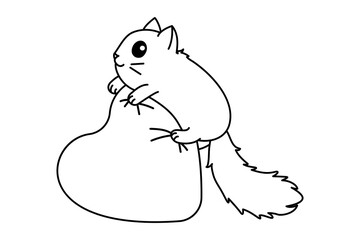 vector cute cartoon little cat. coloring book page