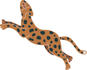 Vector flat leopard for creating fashion prints, postcard, wedding invitations, banners, arrangement illustrations, bouquets. Vector colorful leopard on white background