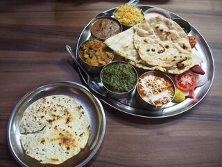 The famous north Indian curry known as Thali, Varanasi, Uttarpradesh, North India, India