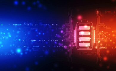 Battery Icon in digital background, battery Supply Concept Background, Energy Efficiency Concept
