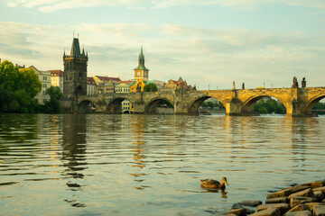 Pedestrians only Charles Bridge (a.k.a. Stone Bridge, Kamenny most, Prague Bridge, Prazhski most)...