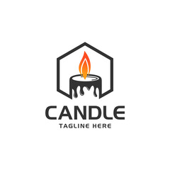 Candle Light Flame Logo Design Vector Illustration
