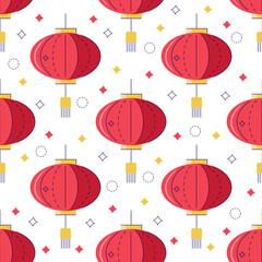 Chinese lanterns vector seamless pattern. Lantern festival. Chinese holiday sign. Chinese New year background.