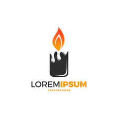 Candle Light Flame Logo Design Vector Illustration