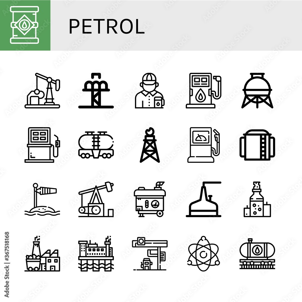 Poster petrol icon set