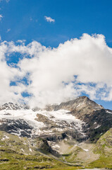 Bernina, Cambrena, Gletscher, Piz Cambrena, Lago Bianco, Stausee, Berninapass, Gletscherrückgang, Wanderweg, Alpen, Graubünden, Poschiavo, Engadin, Wasserscheide, Sommer, Schweiz