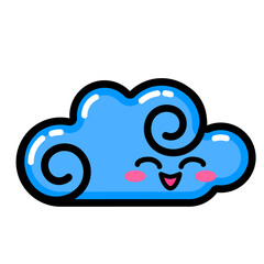 Kawai Cloud. Sign, symbol, web element. Social media icon. Business concept. Tattoo template. Line art. Website pictogram.