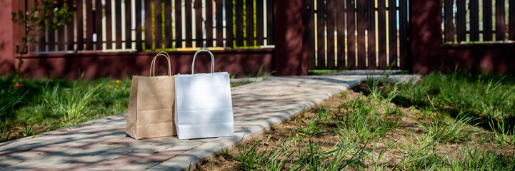 Coronavirus. Quarantine, contactless delivery during a pandemic covid. Stay at home, Online...