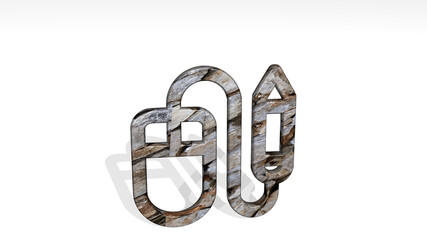 Obraz premium design tool pen casting shadow from a perspective. A thick sculpture made of metallic materials of 3D rendering. illustration and background