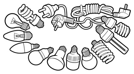 Cartoon doodles funny electrical instruments