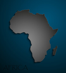 Image of a flat black African continent. Illustration