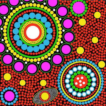 Mosaic oriental beeds pattern. Arabic glass handmade flowers. Colorful african ornament. Vector illustration. 