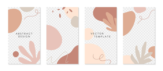 Bundle of editable insta story templates with copy space for text.Modern vector layouts with hand drawn organic shapes and textures.Trendy design for social media marketing,digital post,prints,banners