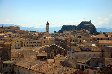 Beautiful panoramic view of Kerkyra, capital of Corfu island, Greece.