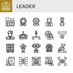 leader simple icons set