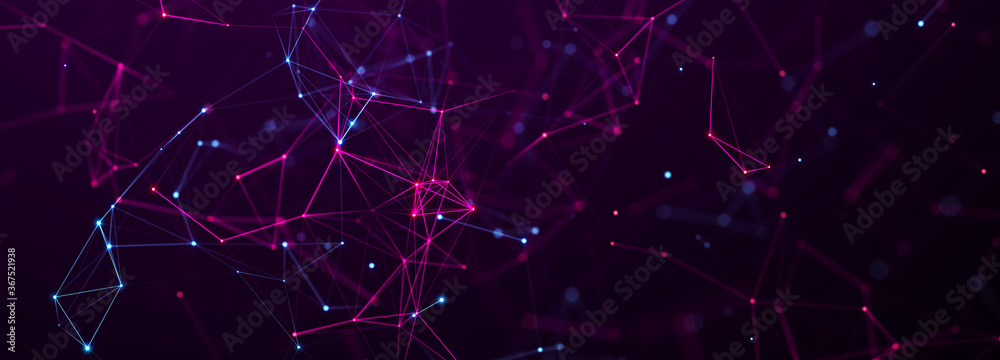 Poster Digital technology background. Network connection dots and lines. Futuristic background for presentation design. 3d