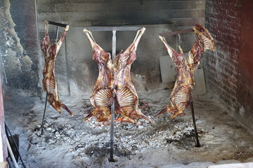 ARGENTINA - GRILLED SHEEP - PENINSULA VALDES - LIGHTHOUSE PUNTA DELGADA.
