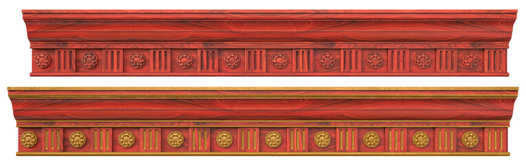 Classic wooden cornice with patina veneers