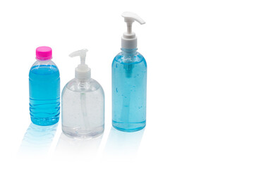 Alcohol gel isolated on white background for hand cleaning and protection COVID-19.

V